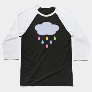 Raining Rainbow Raindrop Rain Cloud in Black Baseball T-Shirt